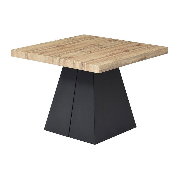 Table à manger extensible 4 à 10 personnes en MDF et métal - Naturel et noir - EMELIA