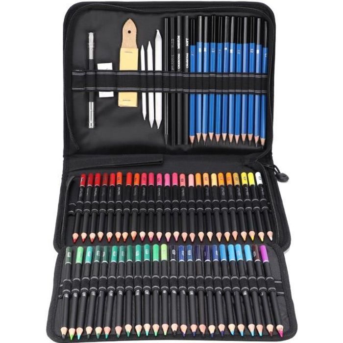 95pcs Set Kit de dessin professionnel croquis dessin crayons materiel