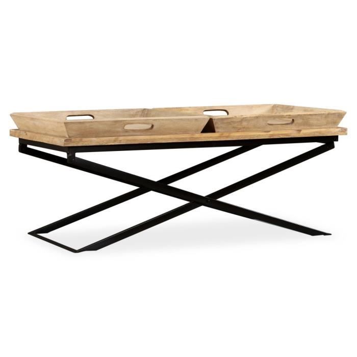 Vidaxl Table Basse Bois De Manguier Massif 110 X 55 X 42 Cm