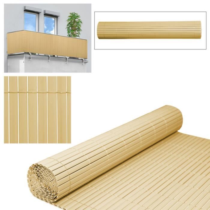 Canisse PVC Vigevee 180x600cm - Brise Vue Renforcé - Pour Jardin, Balcon, Piscine - Bambou