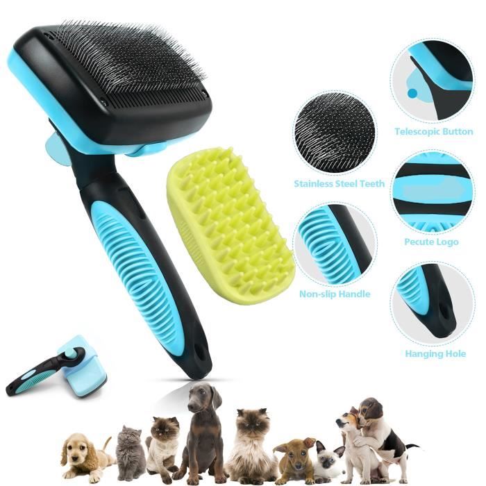Meilleurs prix pour 2pcs Brosse Chiens et Chats Autonettoyante pecute Enlèvement Efficace jusqu'à 95%