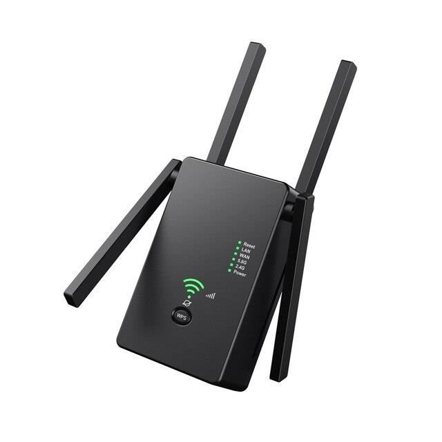 Répétiteur,Black-Prise de l’UE--Répéteur WiFi sans fil 5 Ghz, 1200 Mbps ...
