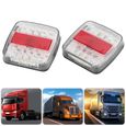 Dilwe Lumière LED de voiture 2Pcs 12V / 24V 20LED Feux arrière doubles couleurs pour camion remorque (couvercle de lampe blanc)-1