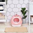 PawHut Maison de toilette portable pour chat tiroir à litière coulissant porte battante lucarne + pelle fournis 47L x 55l x 44H cm-1
