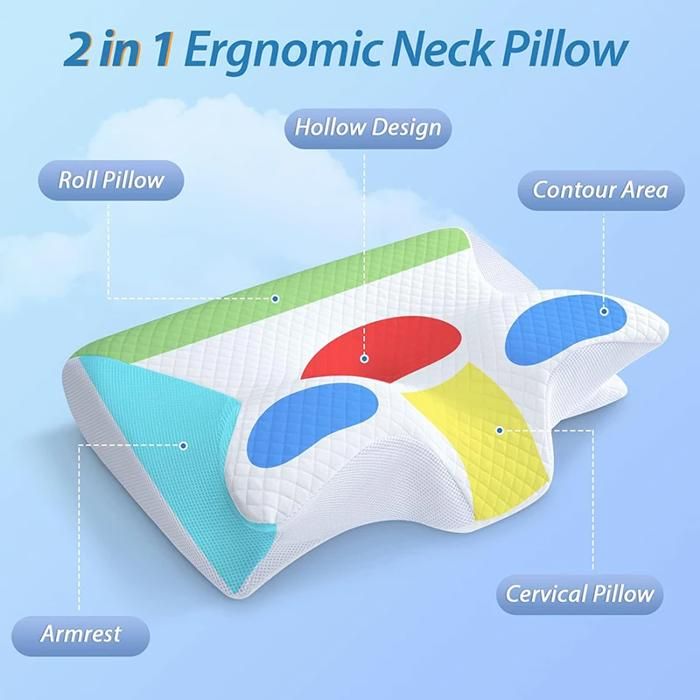 Oreiller Ergonomique Cervical Oreiller Cervical LUXZAI - Mousse à Mémoire De Forme Rafraîchissante, Double Hauteur (8/10 Cm) - Confort Optimal Pour Le Cou Et Les épaules