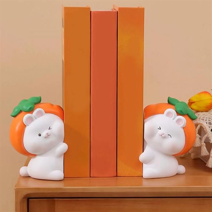 1 Paire Serre-Livres Acrylique Transparent Orange En L - Antidérapants Et Robustes