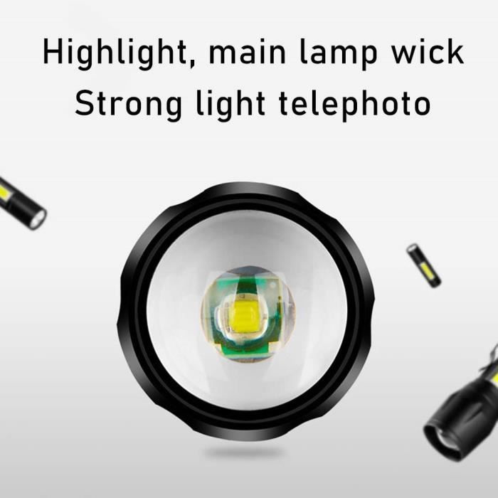 Lampe Poche Torche Extra Puissante Longue Portée à Lumière LED Rechargeable  USB Haute Qualité 20,9CM - Lampe (10372088)