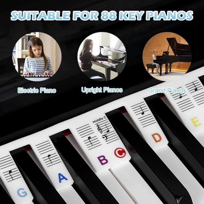 Autocollant Piano Note, Amovibles Touches Note Autocollant, Étiquettes Note Piano, Autocollants