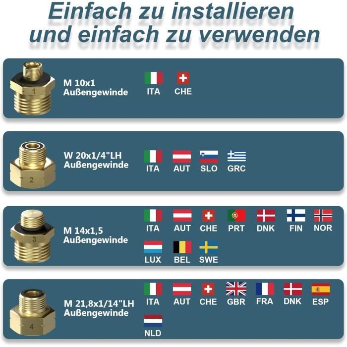 ADAPTATEUR DE VANNE de réservoir de gaz plat robuste pour joints de