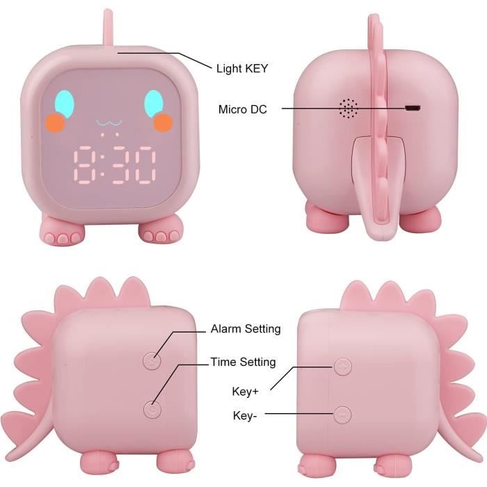 Réveil Enfant Dinosaure LED - Veilleuse, Alarme Réglable, Affichage Température | USB - Apprentissage Heure