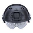 casque tactique avec lunettes de protection pour combat airsoft paintball SWAT Military Noir-2