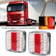Dilwe Lumière LED de voiture 2Pcs 12V / 24V 20LED Feux arrière doubles couleurs pour camion remorque (couvercle de lampe blanc)-2