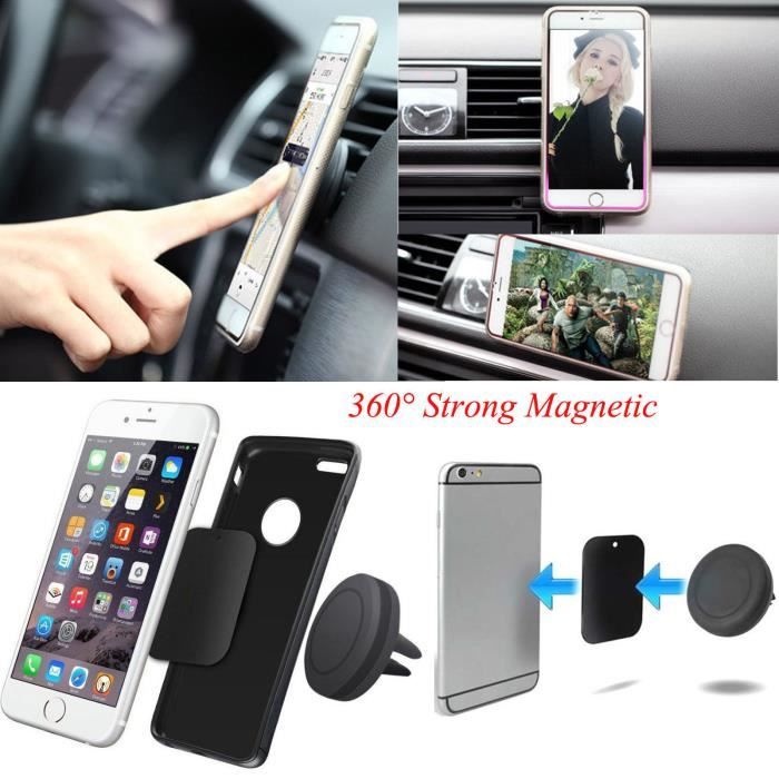 Support Téléphone Voiture Grille Ventilation Rotatif 360° SafeDriving - Noir, Universel