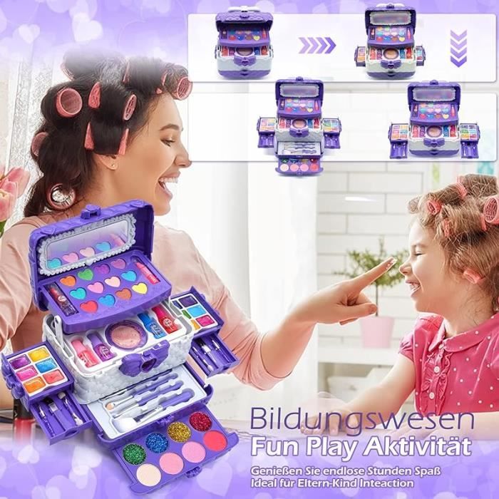 Purpledi Maquillage Enfant Jouet Filles, 59pcs Lavable Malette Maquillage  Jouet, Coffret Maquillage Enfant Filles Makeup Set, Cadeau de Noël  d'Anniversaire pour Les Filles de 4 5 6 7 8 9 10+ Ans : : Jeux et  Jouets