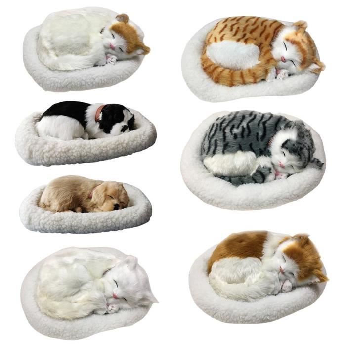 Peluche chat réaliste qui respire - Jouet chat endormi avec coussin -  Cadeau spécial - Cdiscount