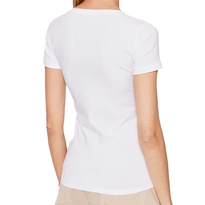 T shirt Guess Classic logo triangle Blanc Femme Blanc Cdiscount