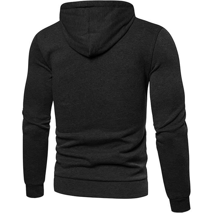 Sweat a Capuche Homme Col Montant Gilet Zippe Veste Polaire Pull Epais Hiver Casual Longue Cordon Serrage Hoodie Manteaux Blouson Noir Cdiscount Pret a Porter