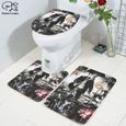 Abattant Wc,Elvis Presley 3D imprimé salle de bain piédestal tapis couvercle toilette couverture bain tapis ensemble - Type 9-3