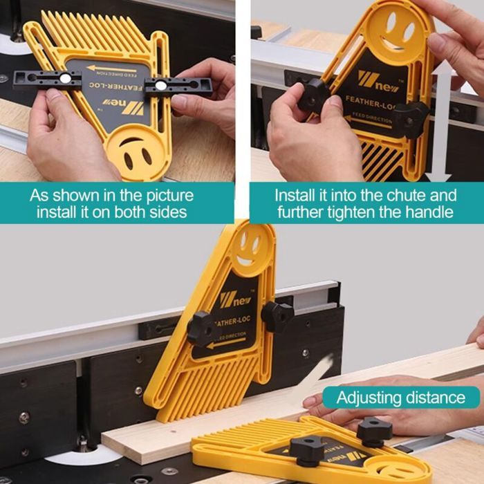2 Planches à Plumes Universelles POWERTEC - Pour Scie Table, Toupie, Ruban - Réduit Le Recul, Augmente La Précision