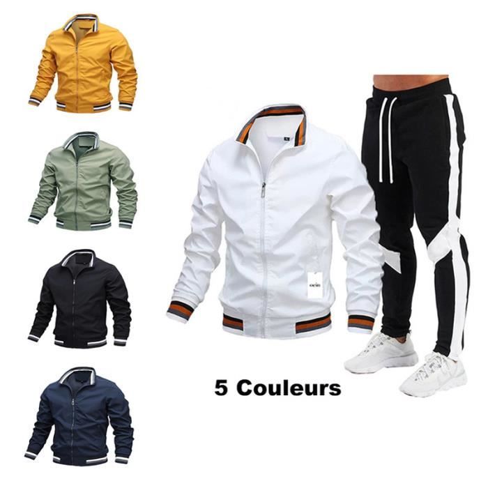 OEIN Veste Homme Fashion Decontracte 2 Pieces Manteau de Sport Printemps Automne Ensemble Marque Luxe Vetements Homme ONs66801 Blanc gris Cdiscount Pret a Porter