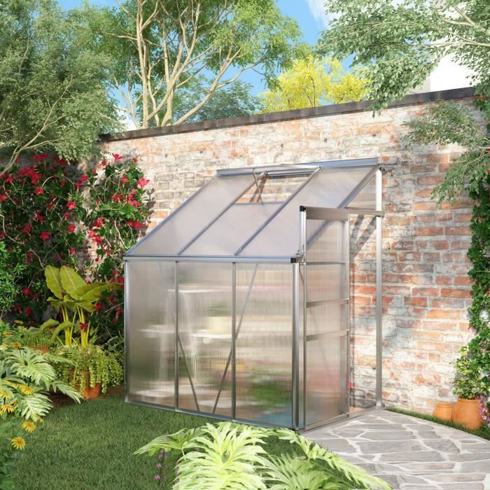 Serre de jardin 2,4 m² en polycarbonate et aluminium