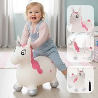 Jamara 460453 – Licorne Rose Sauteuse Gonflable Avec Pompe – Dès 12 Mois, Jusqu'à 50 Kg – Idéal Pour Équilibre Et Motricité Des Tout-Petits