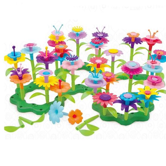 Jouets de Construction de Jardin de Fleurs pour Filles 3 4 5 6 Ans, Ensembles de Bouquets de Bricolage pour Filles et Garç(130 PCS) - Jeux - Jouets