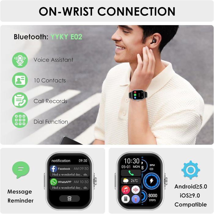 Homailida Montre Connectée Homme, avec Téléphone, écran HD 1.95'', 100 Modes Sportifs, Montre Sport Homme, Comptage de Pas, Mesure de Distance, Fonction FR Cardiaque, Compatible Android/iOS, Noire Homailida Montre Connectée Homme, avec Téléphone, écran HD 1.95'', 100 Modes Sportifs, Montre Sport Homme, Comptage de Pas, Mesure de Distance, Fonction FR Cardiaque, Compatible Android/iOS, Noire