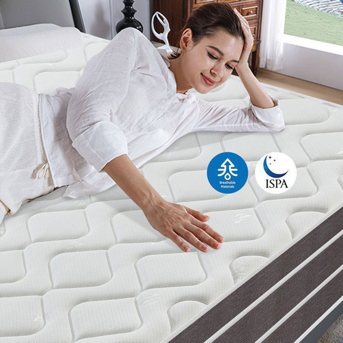 Matelas 140 x 200 cm - Hauteur 21cm - Matelas à ressorts ensachés 140x200 à 7 zones