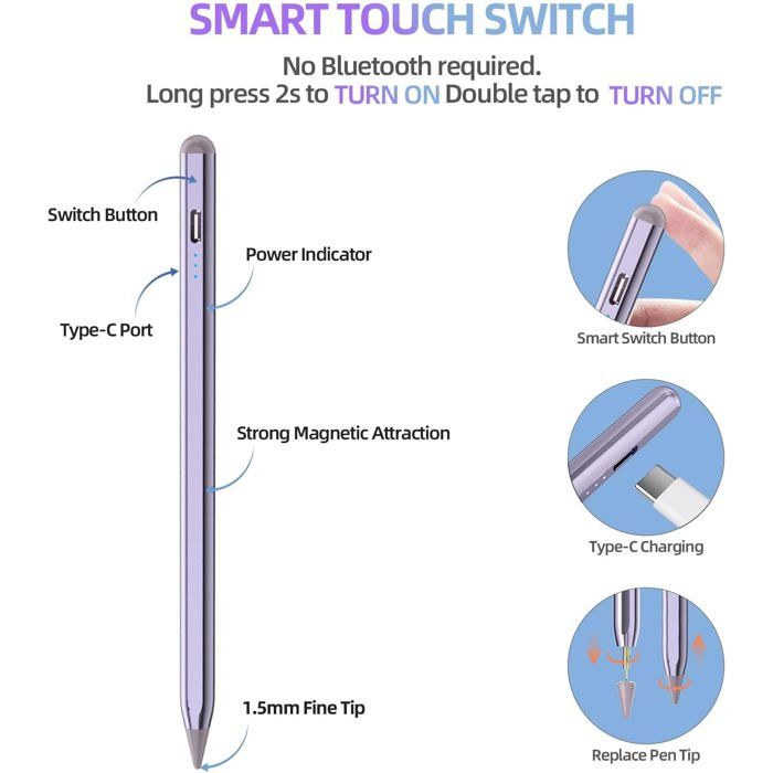 Porte-stylet Autocollant 2 Pièces Pour IPad Pencil 1ère/2ème Génération - Compatible IPad Pro, Air, Mini - Noir Et Or Rose