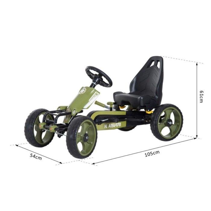 Voiture à pédales karting enfant 3+ avec frein à main et siège réglable - Verte - 105x54x61 cm Voiture à pédales karting enfant 3+ avec frein à main et siège réglable - Verte - 105x54x61 cm