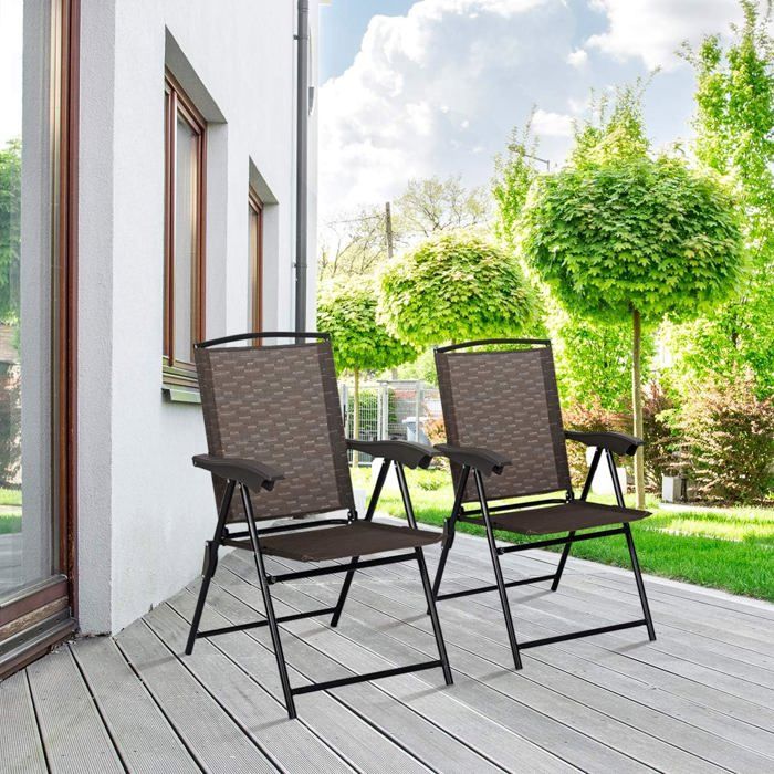 Lot De 4 Fauteuils De Jardin Pliants TecTake - Structure Aluminium, Dossier Réglable, Accoudoirs