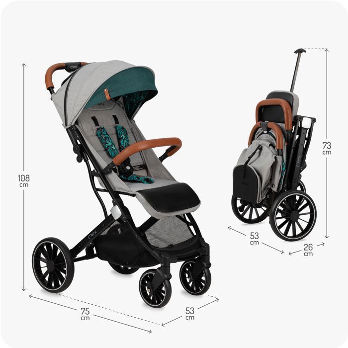 Poussette MoMi ESTELLE Dès 6 Mois Jusqu'à 15 Kg - Pliable Avec Harnais 5 Points Et Panier Courses - Vert