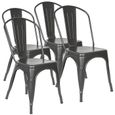 Chaise Design industriel LIX Gris Agileki - Lot de 4 - Acier - 43 x 85 x 46 cm-0