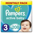Couches Pampers - Active Baby - Taille 3 - 208 couches - Pack 1 mois-0