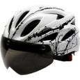 Casque de cyclisme casque vélo avec visière magnétique Casques adultes réglables pour sports plein air L blanc noir 1pc matériel-0