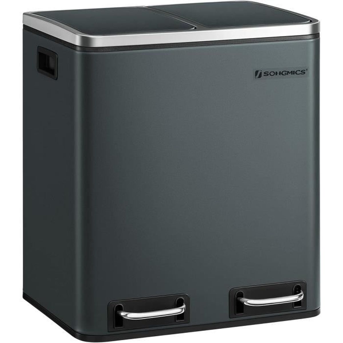 Grande Poubelle Etroite – Bac Double Cuisine 16L + 18L Sépare Les Déchets Et Permettre Un Tri Facile 2 Compartiments Amovibles MARI HOME Double Poubelle Acier Inoxydable Recyclage 34L