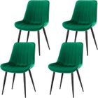 WAFTING Lot de 4 Chaises de Salle à Manger avec Assise et Dossier Tapissés en Velours, Pieds en Métal Robustes,Vert