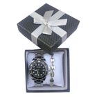 CHTIME PARIS coffret cadeau montre homme et gourmette acier inoxydable argenté