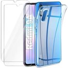 HONGWE. Coque pour Xiaomi Redmi 9A Transparente Silicone + 2 × Verre trempé Protection écran, Ultra Souple TPU Étui Protecteur Housse Clair
