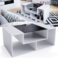 Vicco Table de salon Gabriel avec étagère table de café table d’appoint Blanc
