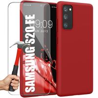 Coque Silicone Rouge pour Samsung S20 FE + 2 Verres Trempés d'écran