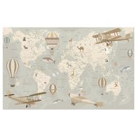Affiche enfant carte du monde avions - 60x40cm - made in France