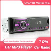 Autoradio MP3 Bluetooth universel pour voiture Trouver de voiture Assistant vocal 1 Din 12V AUX FM USB