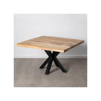 Table de repas carrée en bois brut et métal - CARALI - L 130 x l 130 x H 76 - 6 places