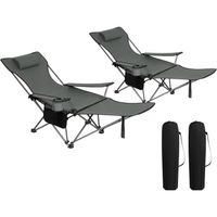 WOLTU 2x Chaise de Camping Pliante, Fauteuil de Pêche avec Appui-tête, Chaise de Plage avec sac de Transport, Gris CPS8148gr-2