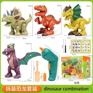 FIGURINE - PERSONNAGE Or - Jouet pour legao pour enfants, Puzzle, Démontage, Dinosaure, Vis, Bricolage, Tyrannosaure Rex Triceratop