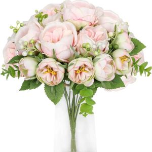 FLEUR ARTIFICIELLE Lot De 2 Bouquets De Fleurs De Pivoine Artificiell