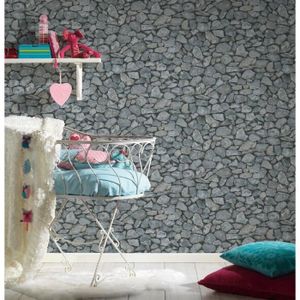 Papier Peint Mur Schiste Gris Bleu Achat Vente Papier