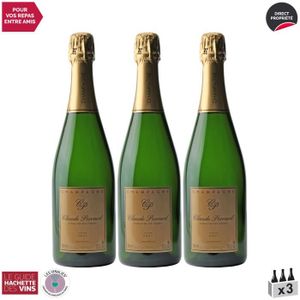CHAMPAGNE Champagne Brut Blanc - Lot de 3x75cl - Champagne Claude Perrard - Cité Guide Hachette - Cépages Pinot Noir, Pinot Meunier,